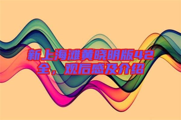 新上海灘黃曉明版42全,觀后感及介紹