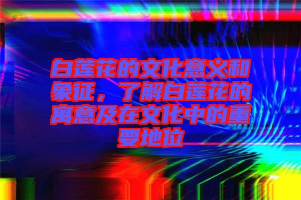 白蓮花的文化意義和象征,了解白蓮花的寓意及在文化中的重要地位