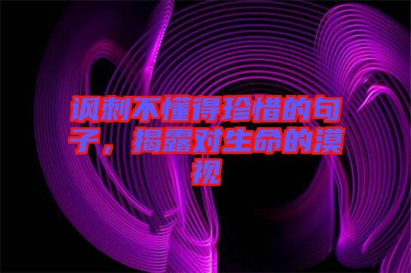 諷刺不懂得珍惜的句子,揭露對生命的漠視