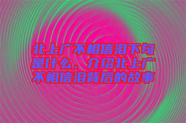 北上廣不相信淚下句是什么，介紹北上廣不相信淚背后的故事