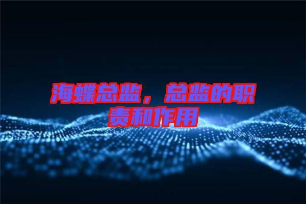 海蝶總監(jiān),總監(jiān)的職責(zé)和作用