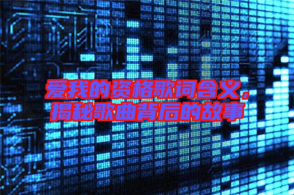 愛我的資格歌詞含義,揭秘歌曲背后的故事