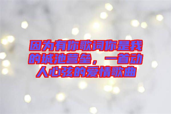 因?yàn)橛心愀柙~你是我的城池營壘,一首動(dòng)人心弦的愛情歌曲