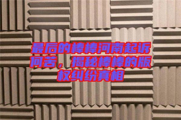 最后的棒棒河南起訴何苦,揭秘棒棒的版權糾紛真相