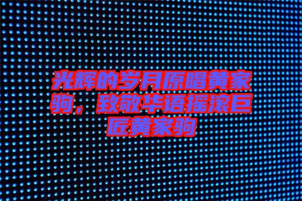 光輝的歲月原唱黃家駒，致敬華語搖滾巨匠黃家駒