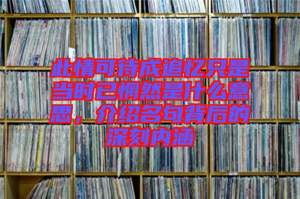 此情可待成追憶只是當時已惘然是什么意思,介紹名句背后的深刻內涵