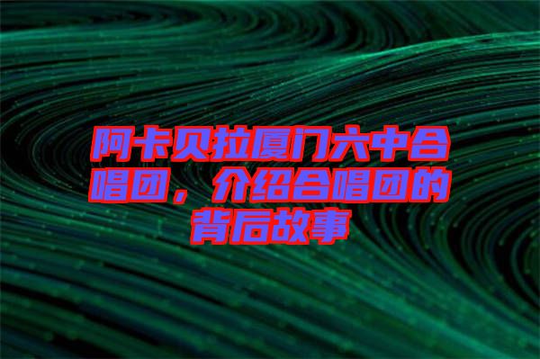 阿卡貝拉廈門六中合唱團,介紹合唱團的背后故事