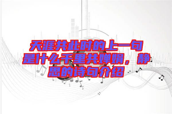 天涯共此時的上一句是什么千里共嬋娟,靜思的詩句介紹