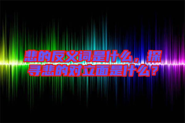 悲的反義詞是什么,探尋悲的對(duì)立面是什么?