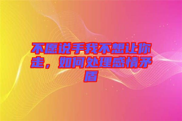 不愿說手我不想讓你走，如何處理感情矛盾