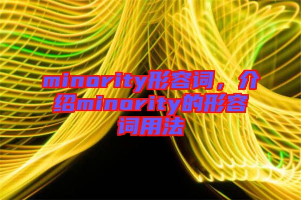minority形容詞,介紹minority的形容詞用法