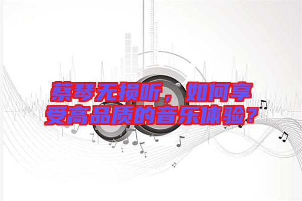 蔡琴無損聽,如何享受高品質的音樂體驗?