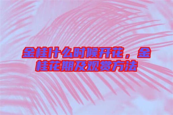 金桂什么時候開花，金桂花期及觀賞方法