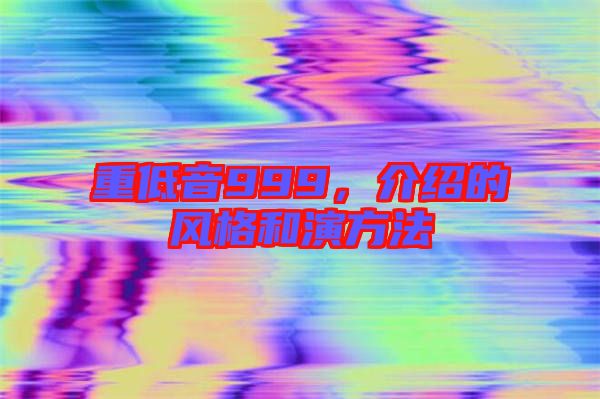 重低音999,介紹的風格和演方法