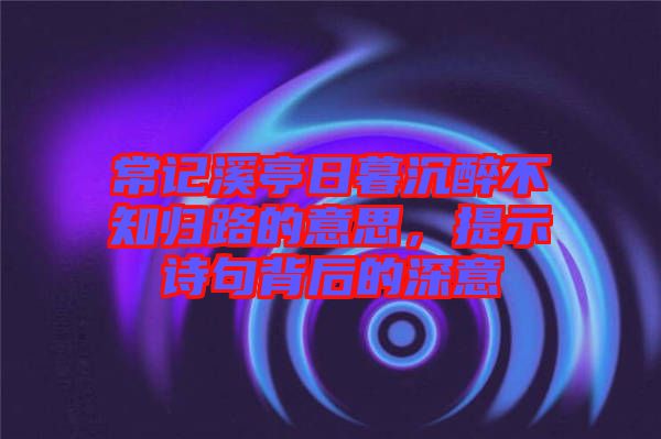 常記溪亭日暮沉醉不知歸路的意思,提示詩句背后的深意