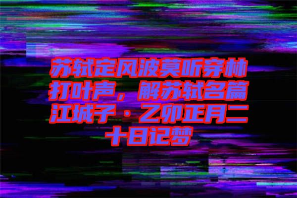 蘇軾定風波莫聽穿林打葉聲,解蘇軾名篇江城子·乙卯正月二十日記夢