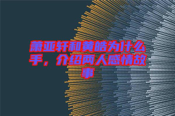 蕭亞軒和黃皓為什么手，介紹兩人感情故事