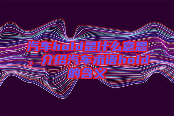 汽車hold是什么意思,介紹汽車術語hold的含義