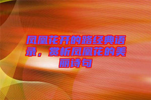 鳳凰花開的路經典語錄，賞析鳳凰花的美麗詩句