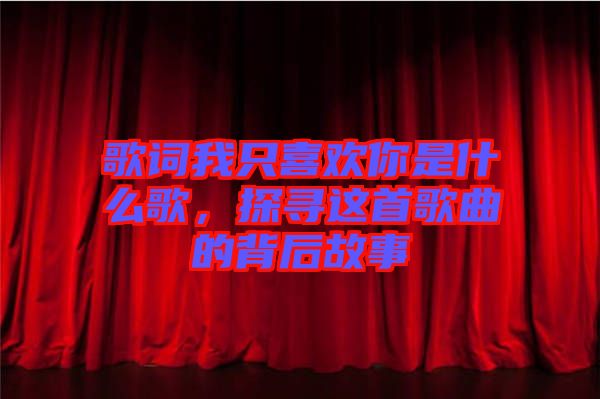 歌詞我只喜歡你是什么歌,探尋這首歌曲的背后故事