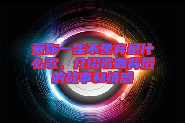 愛你一生不舍棄是什么歌,介紹歌曲背后的故事和情感