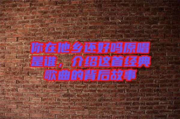 你在他鄉(xiāng)還好嗎原唱是誰，介紹這首經(jīng)典歌曲的背后故事