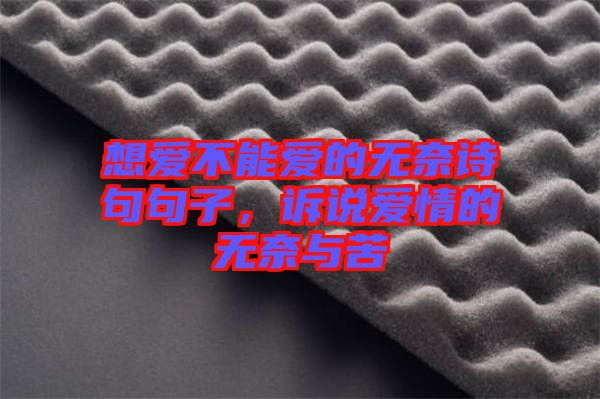 想愛不能愛的無(wú)奈詩(shī)句句子，訴說(shuō)愛情的無(wú)奈與苦