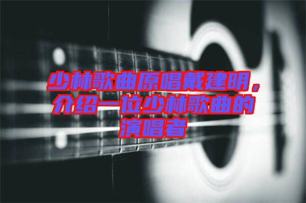 少林歌曲原唱戴建明,介紹一位少林歌曲的演唱者