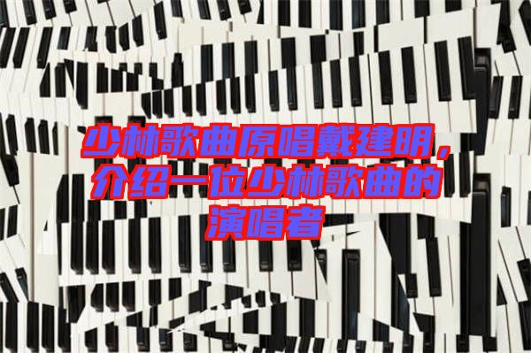 少林歌曲原唱戴建明,介紹一位少林歌曲的演唱者