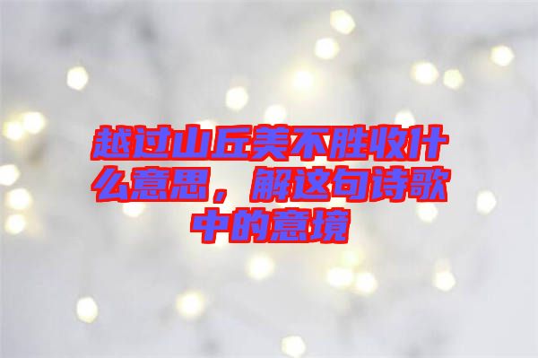 越過山丘美不勝收什么意思,解這句詩歌中的意境