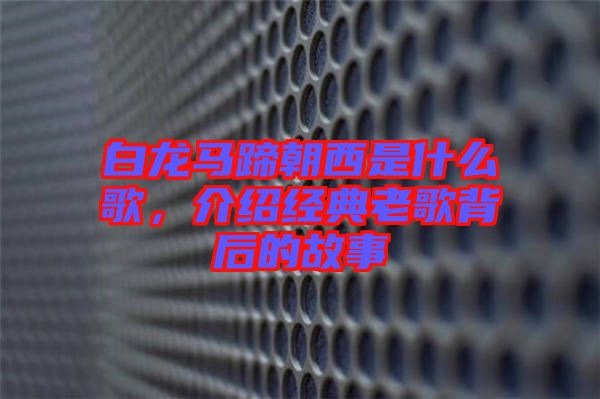 白龍馬蹄朝西是什么歌,介紹經(jīng)典老歌背后的故事