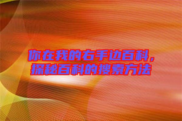 你在我的右手邊百科,探秘百科的搜索方法