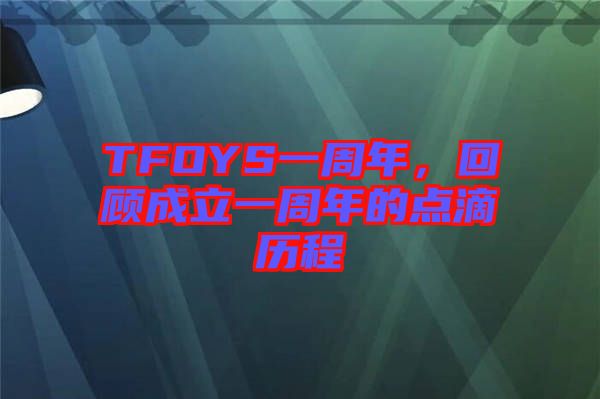 TFOYS一周年,回顧成立一周年的點滴歷程