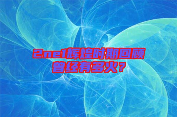 2ne1輝煌時期回顧曾經有多火?