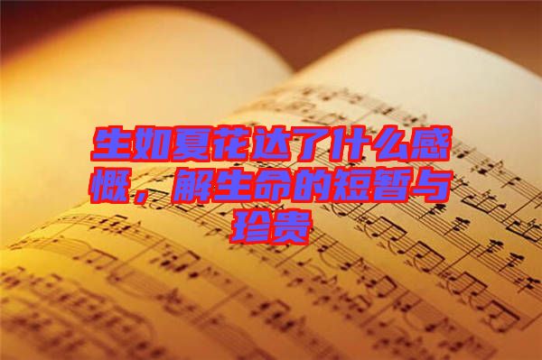 生如夏花達(dá)了什么感慨,解生命的短暫與珍貴