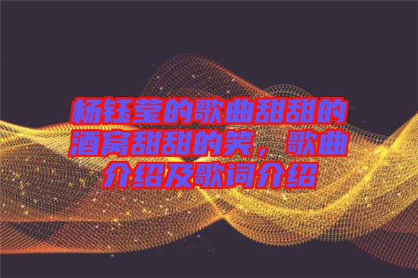 楊鈺瑩的歌曲甜甜的酒窩甜甜的笑，歌曲介紹及歌詞介紹