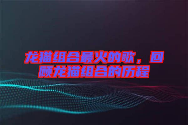 龍貓組合最火的歌,回顧龍貓組合的歷程