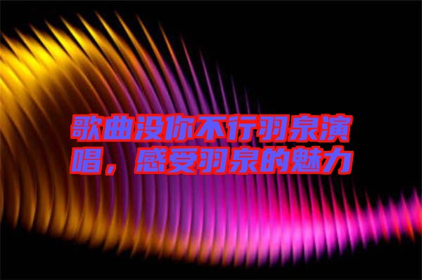 歌曲沒你不行羽泉演唱,感受羽泉的魅力