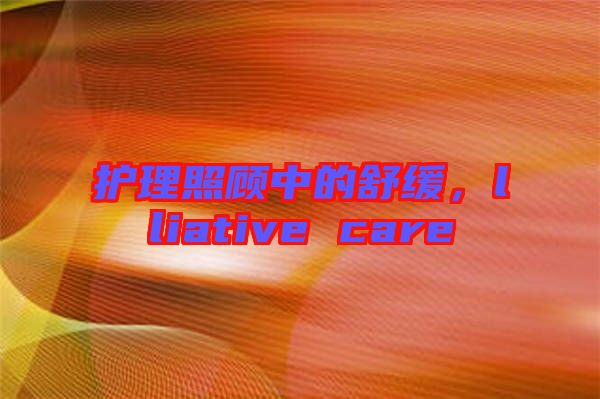 護理照顧中的舒緩,lliative care