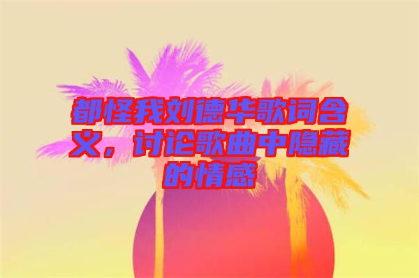 都怪我劉德華歌詞含義,討論歌曲中隱藏的情感