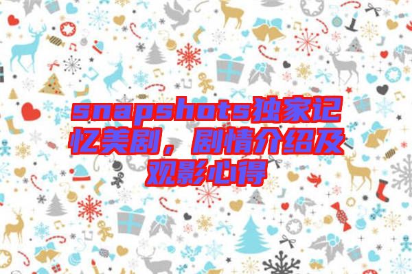 snapshots獨(dú)家記憶美劇,劇情介紹及觀影心得