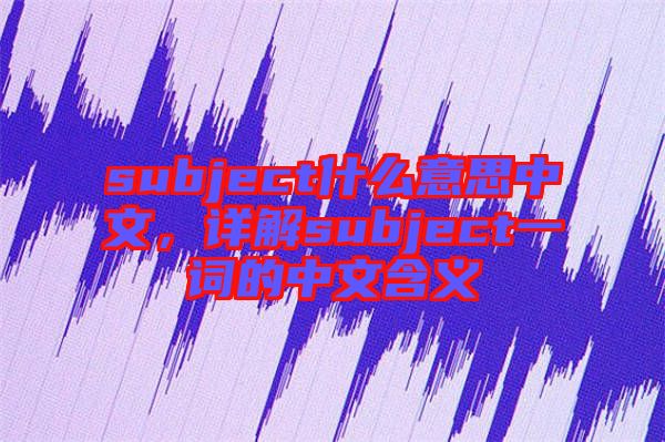 subject什么意思中文，詳解subject一詞的中文含義