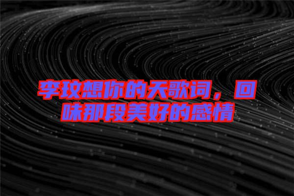 李玟想你的天歌詞,回味那段美好的感情