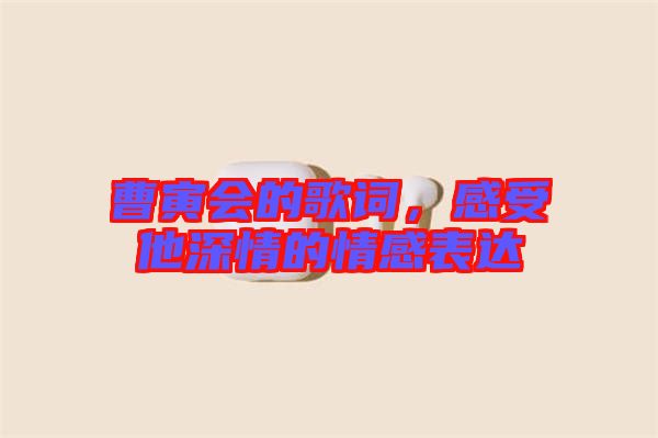 曹寅會的歌詞,感受他深情的情感表達