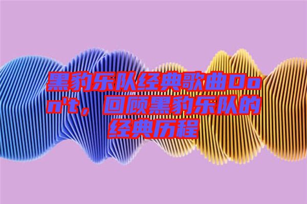 黑豹樂隊經典歌曲Don't,回顧黑豹樂隊的經典歷程