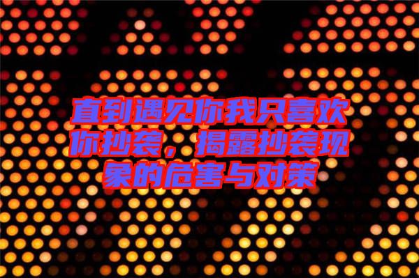 直到遇見你我只喜歡你抄襲,揭露抄襲現象的危害與對策