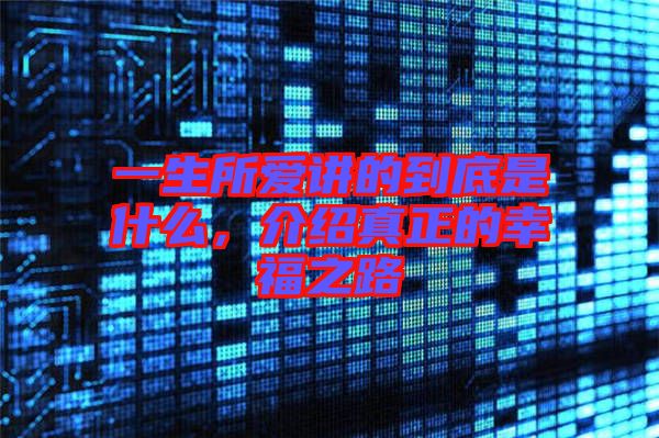 一生所愛講的到底是什么，介紹真正的幸福之路