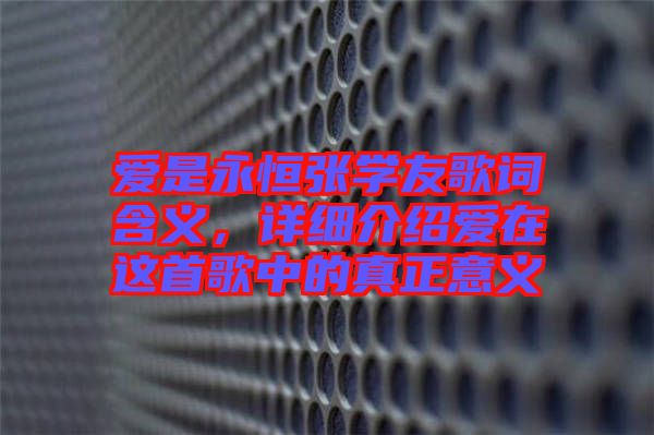 愛是永恒張學友歌詞含義，詳細介紹愛在這首歌中的真正意義
