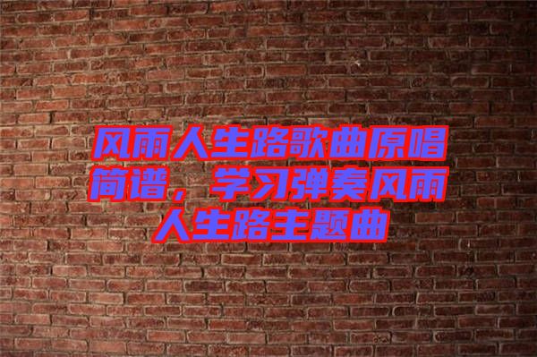 風雨人生路歌曲原唱簡譜,學習彈奏風雨人生路主題曲