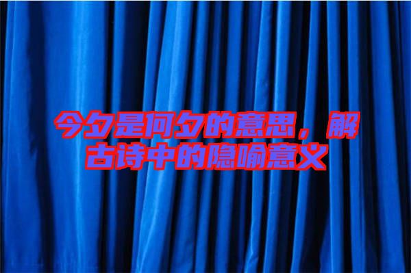 今夕是何夕的意思,解古詩中的隱喻意義